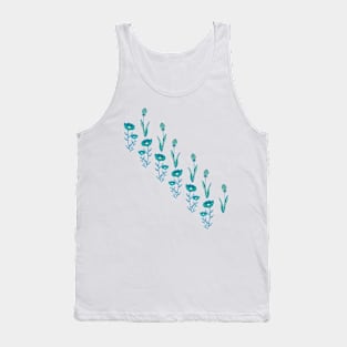 Retro Turquoise Flowers Tank Top